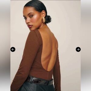 Reformation 🤎🧸 Winnie knit bodysuit chestnut Backless Longsleeve Bodysuit XS